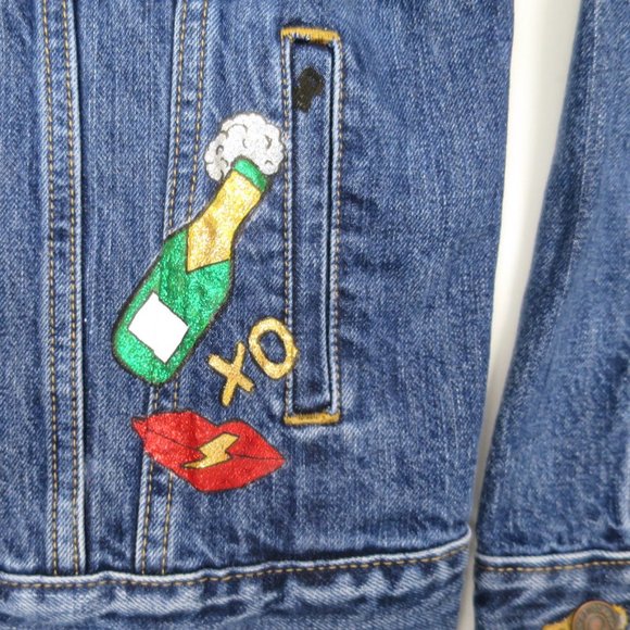 Levi's Hand-Painted Ex-Boyfriend Trucker Denim Jacket S NWT - Picture 4 of 10